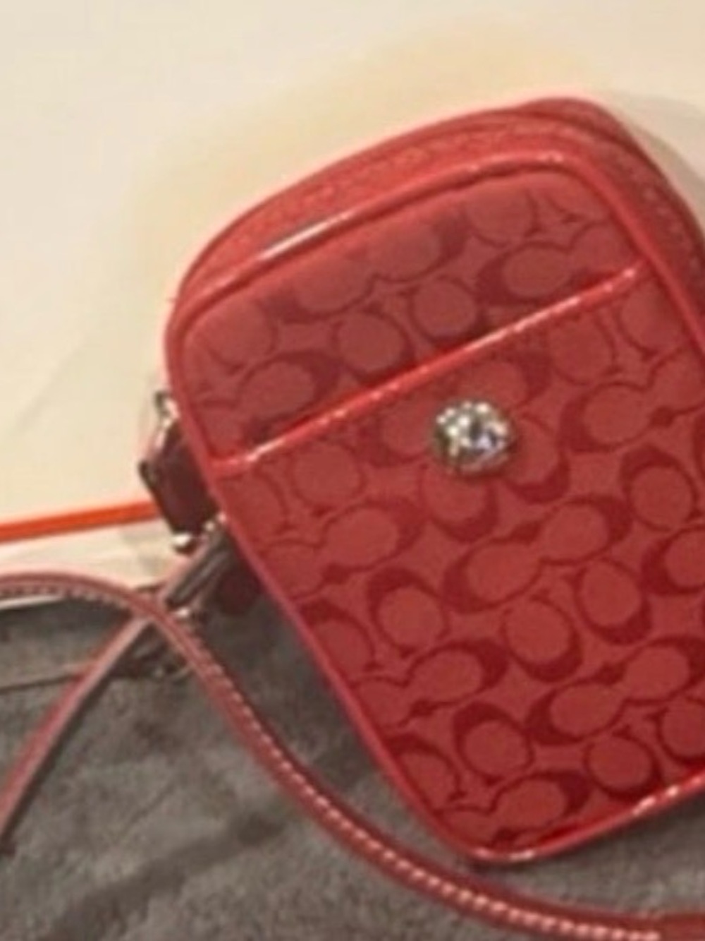 Coach Red Signature Crossbody Phone Pouch